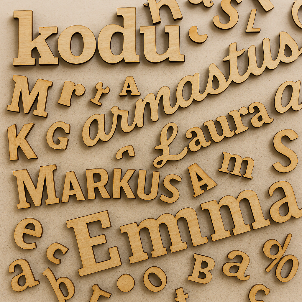 Vineerist dekoratiivsed tähed ja sõnad – Sinu kujundus!