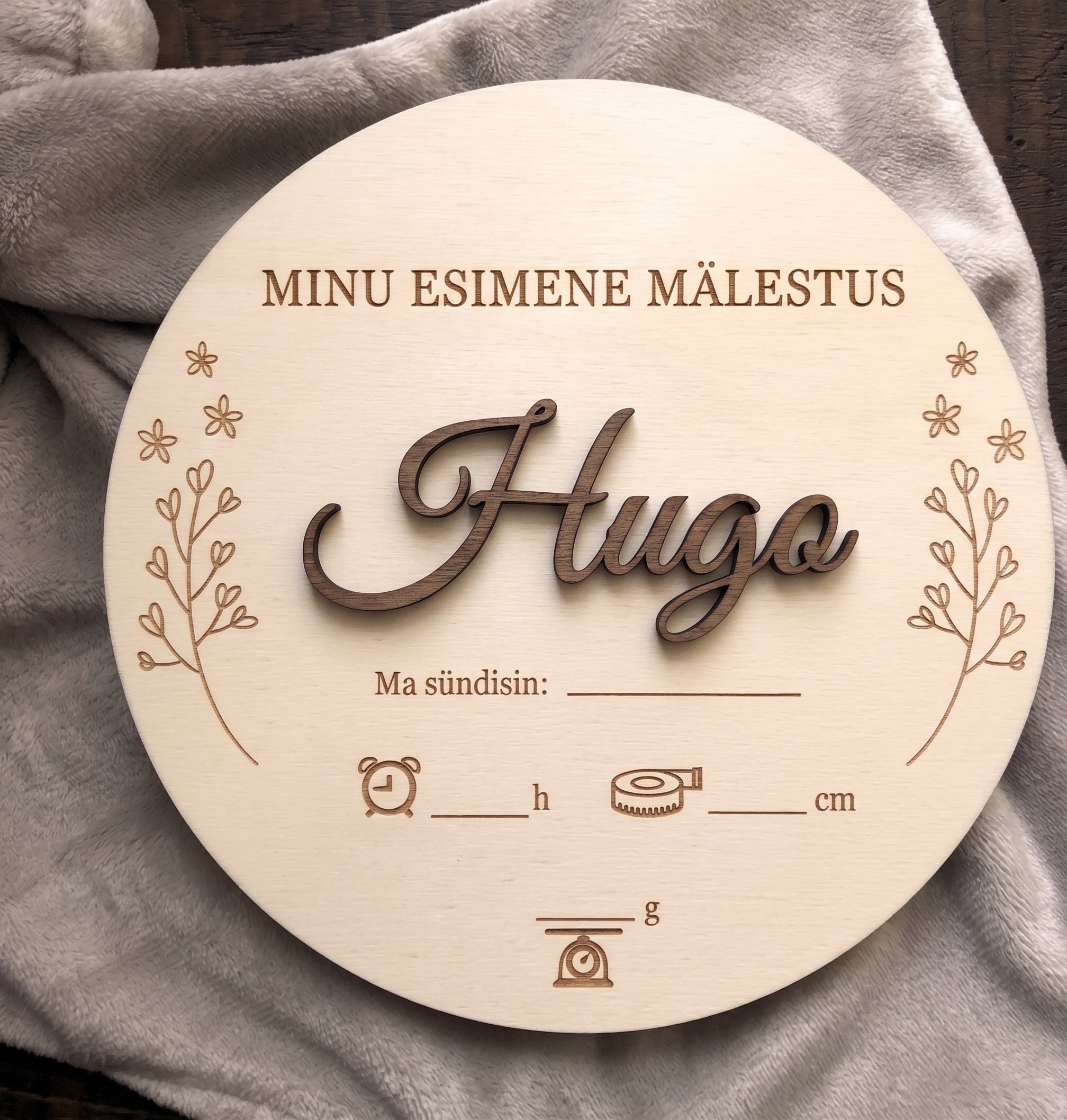 Personaalne 3D sünniandmete seinaplaat "Minu esimene mälestus"